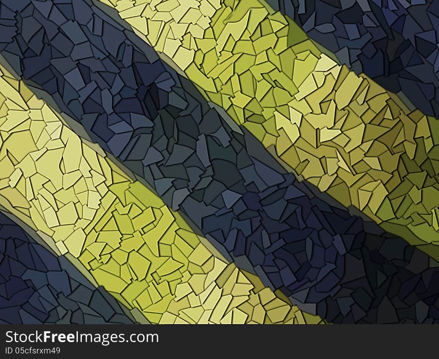 Background with blue and yellow colored glass shards. Background with blue and yellow colored glass shards