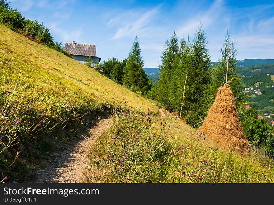 Wooden fence in mountains