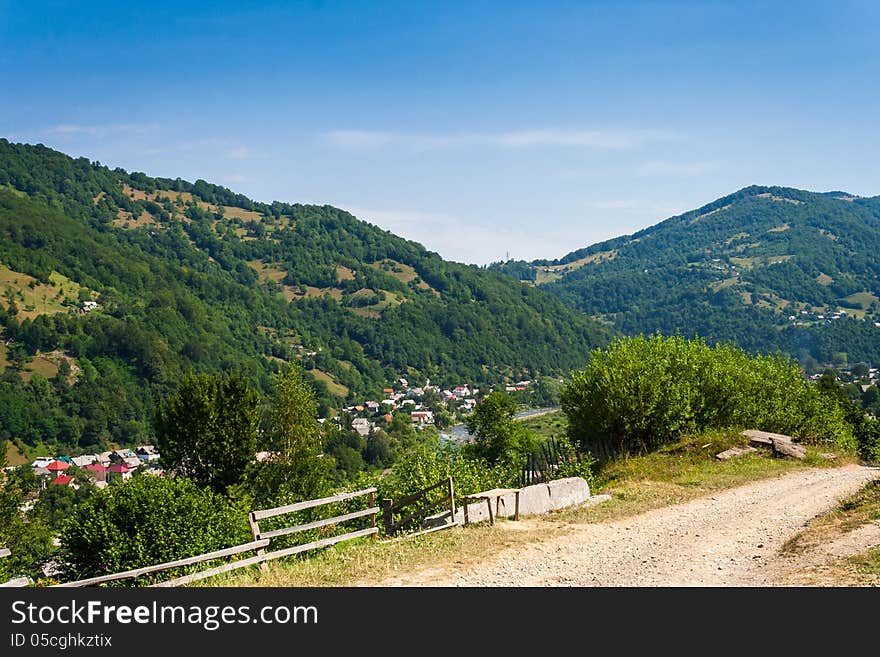 Wooden fence in mountains