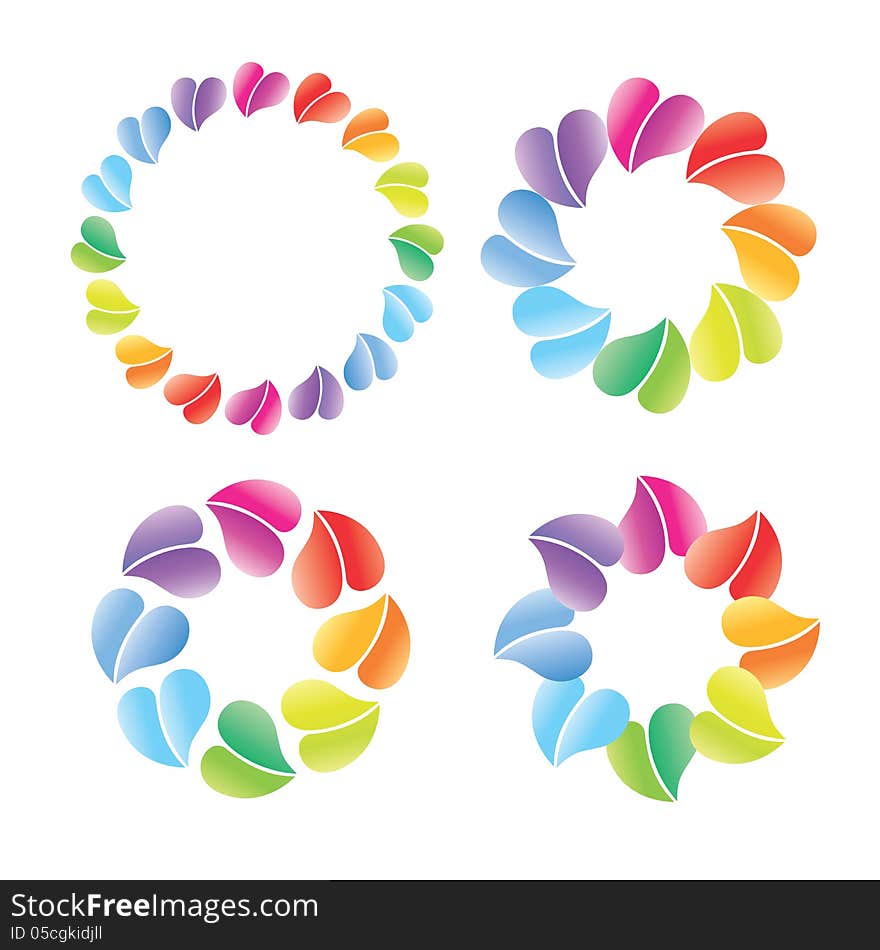 Collection of logos colored hearts circle. Collection of logos colored hearts circle