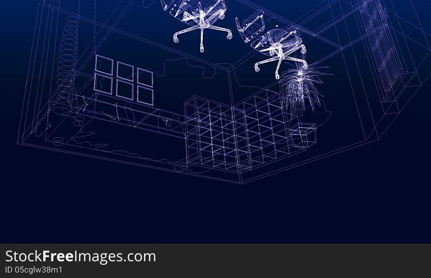 Computer three-dimensional image of a house. Computer three-dimensional image of a house