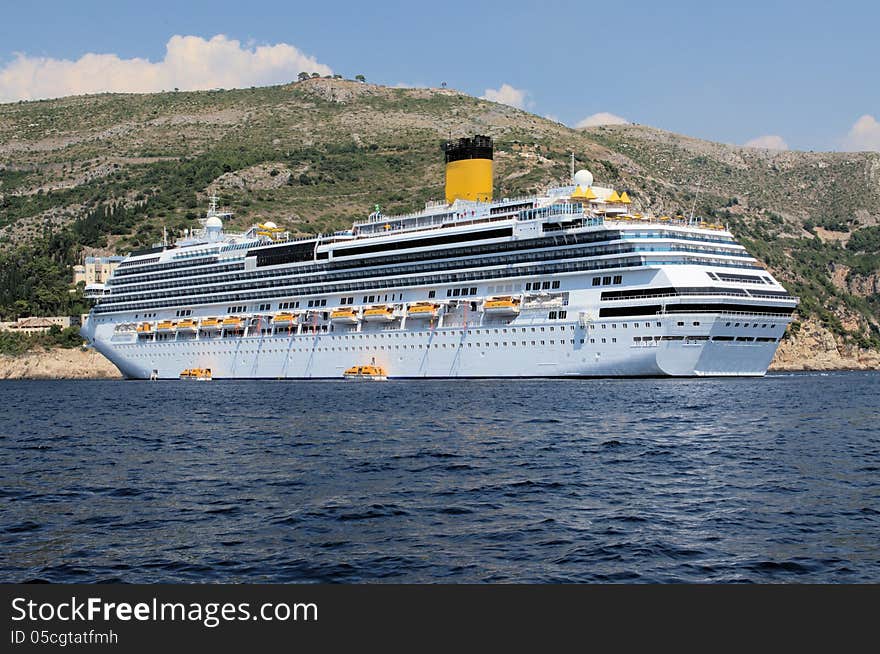 Luxury Cruise Ship laying at anchor