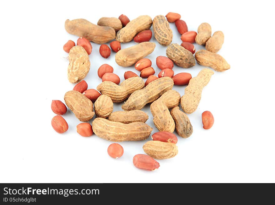 A lot of Peanuts on isolated over white background. A lot of Peanuts on isolated over white background.