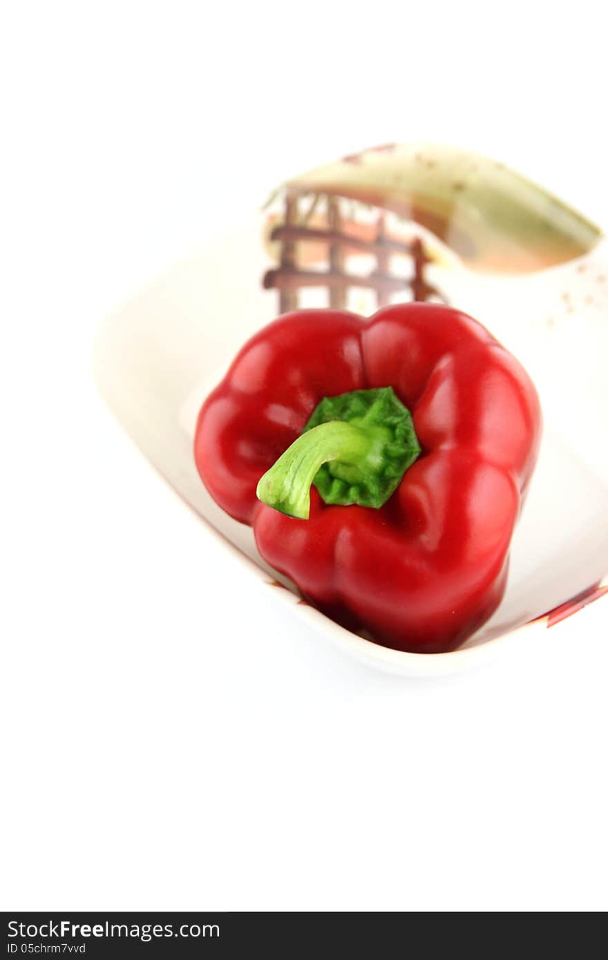 Focus The Red Bell peppers on white Background.