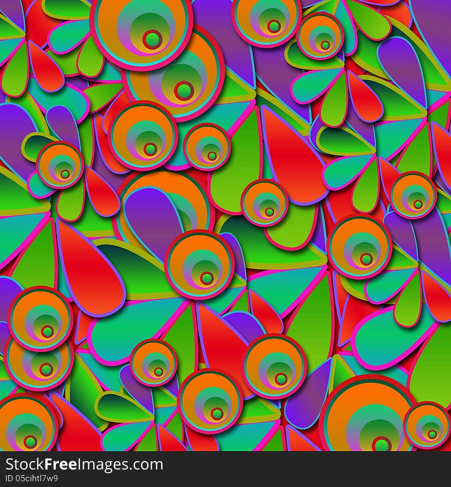 Abstract Colorful Floral And Circles Background