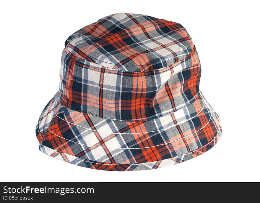 Tartan summer hat on white background