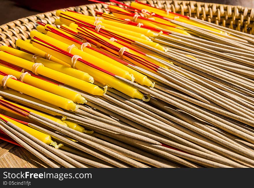 Incenses at buddhist Temple - Chiang Mai, Thailand