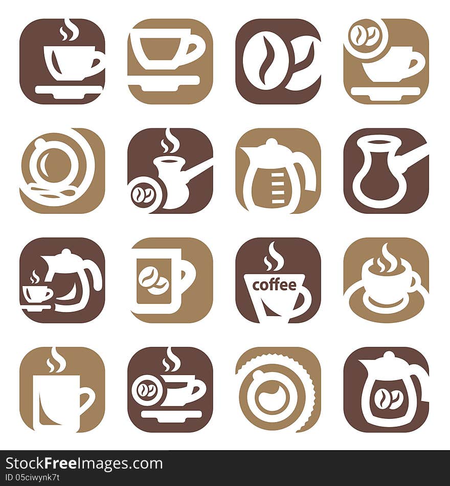 Color coffee icon set