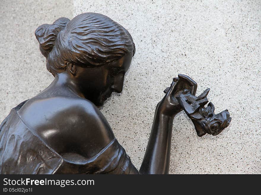 Grieving Woman With Flowers  Sculpture