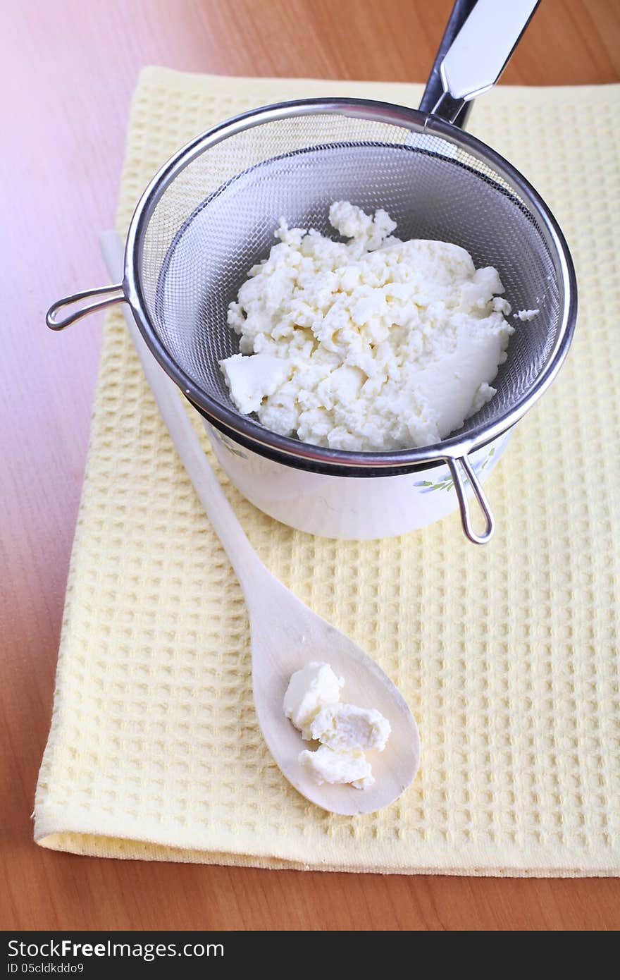 Fresh homemade cottage cheese