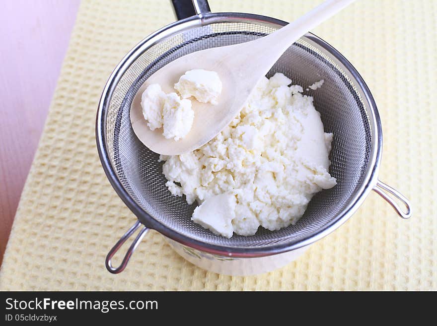 Fresh homemade cottage cheese