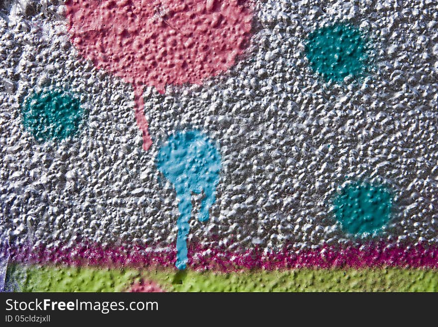 Detail dots painted on the wall spray. Detail dots painted on the wall spray