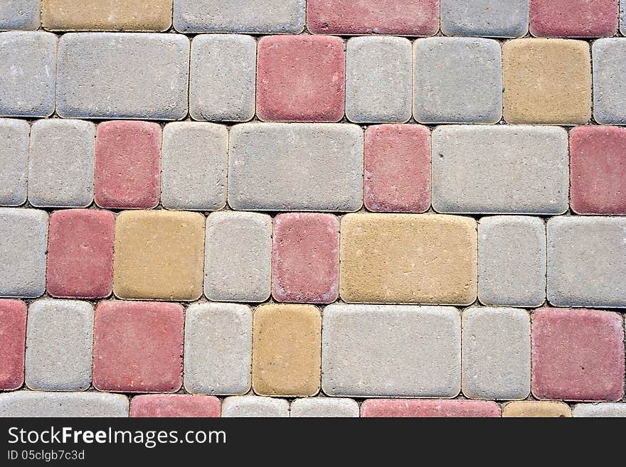 Colored concrete floor tile bricks. Colored concrete floor tile bricks