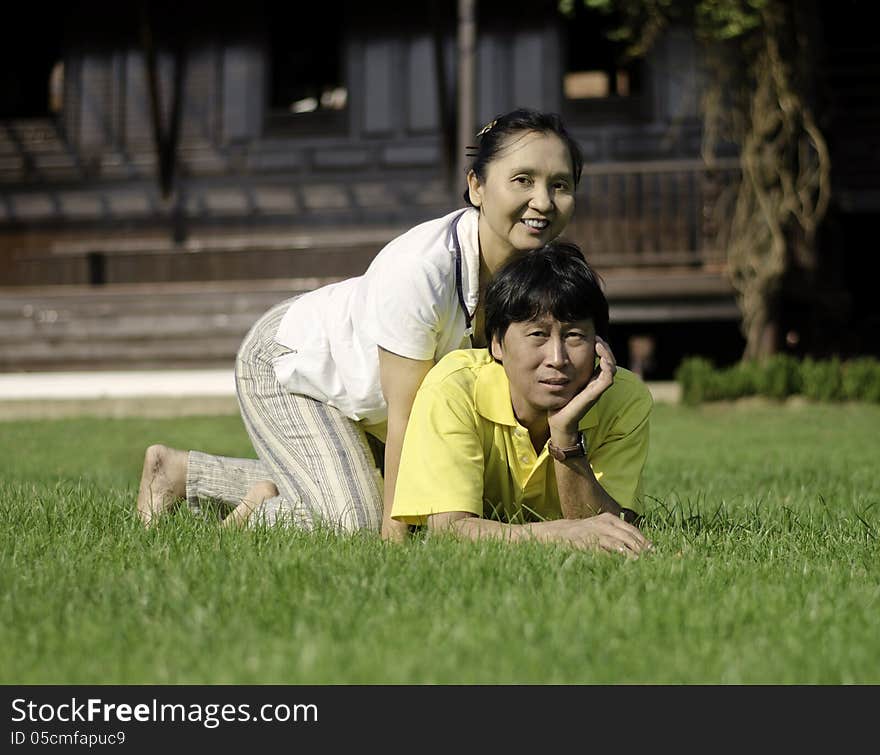 Beautiful senior couple in park