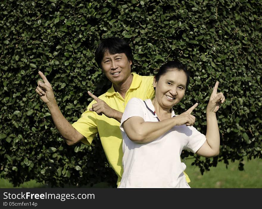 Happy senior couple having a fun together, outdoor