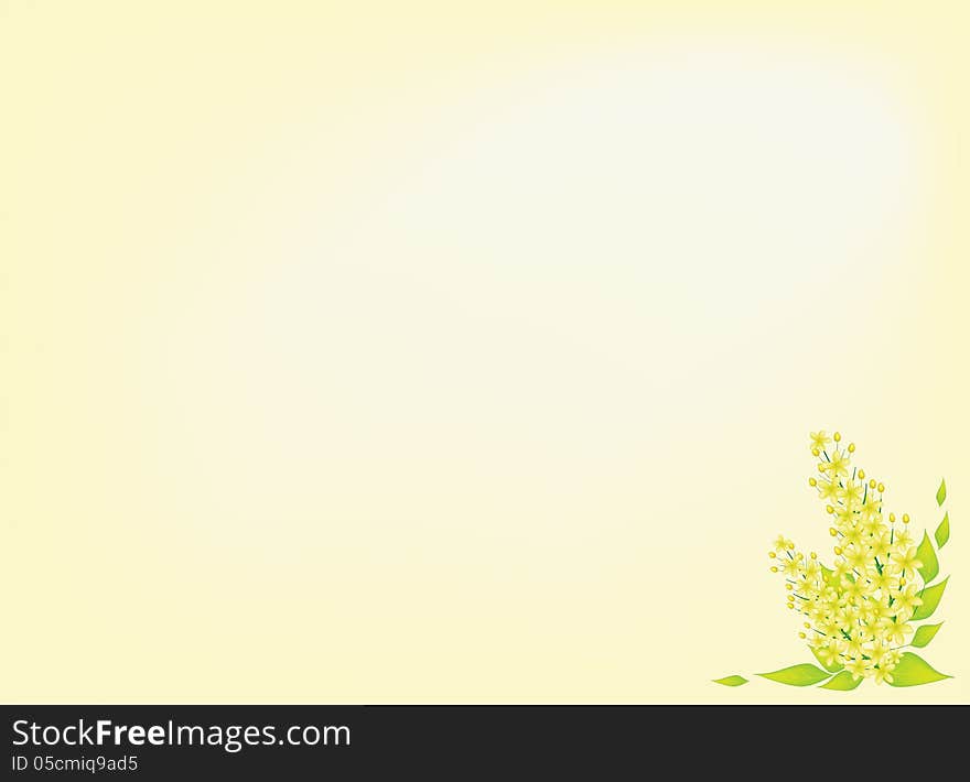 Beautiful Flower, An Illustration Yellow Color of Cassia Fistula or Golden Shower Flower on Yellow Background. Beautiful Flower, An Illustration Yellow Color of Cassia Fistula or Golden Shower Flower on Yellow Background