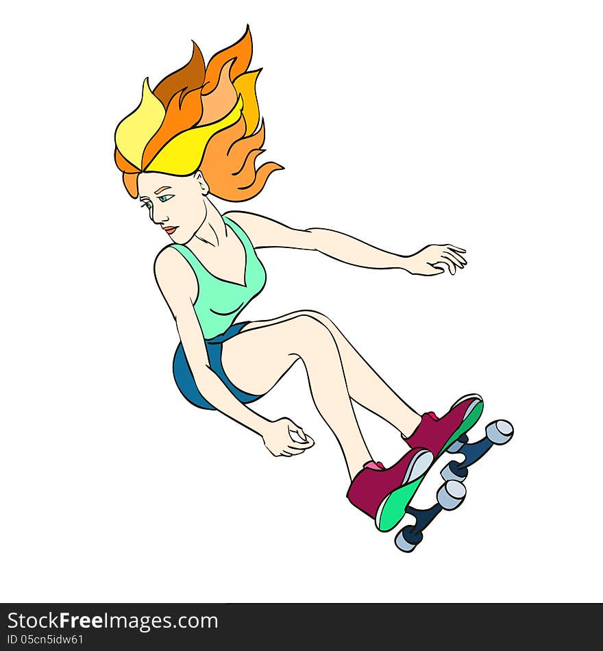 Girl On Skateboard