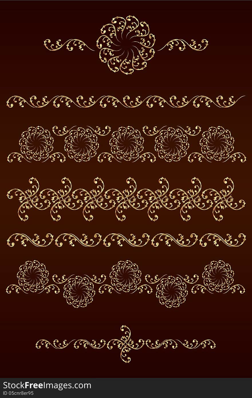 Set of vector borders with floral elements. Vector illustration.