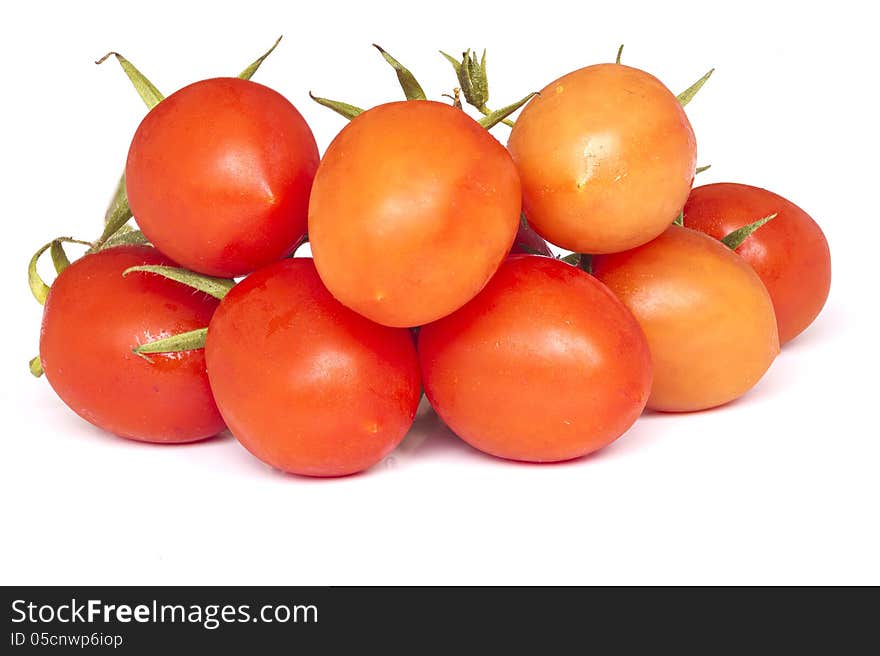 Fresh tomatoes on white