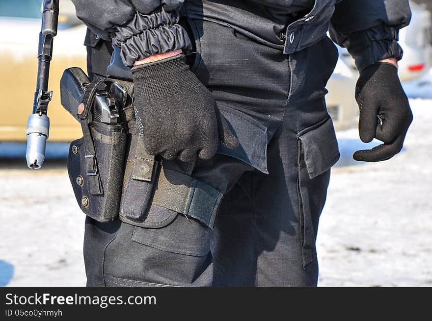 The policeman on duty, 23.02.2013, city of Orenburg, Southern Ural, Russia