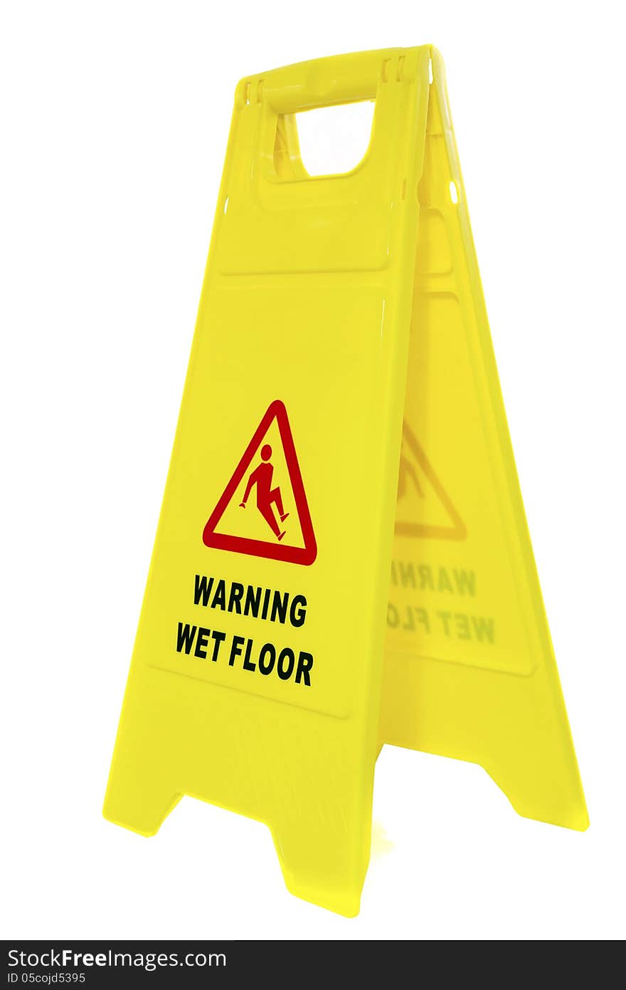 Warning Wet Floor Isolated on White. Warning Wet Floor Isolated on White