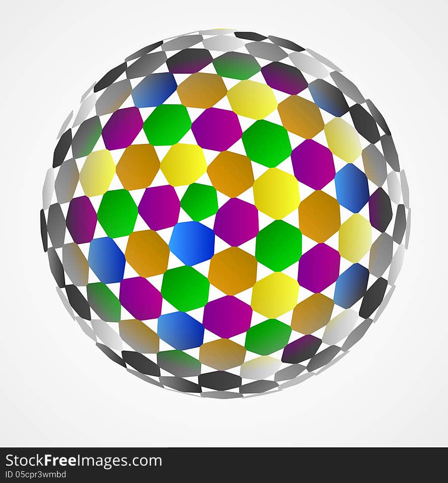 Hexagonal sphere center colored composition vector