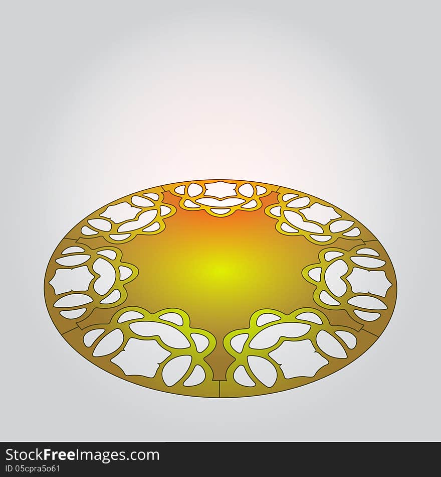 Yellow decorated tray presentation layout illustration