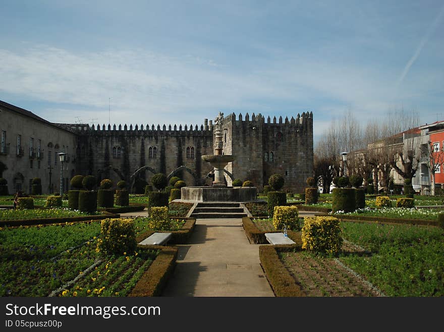 Dowtow of braga, historic building and garden. Dowtow of braga, historic building and garden