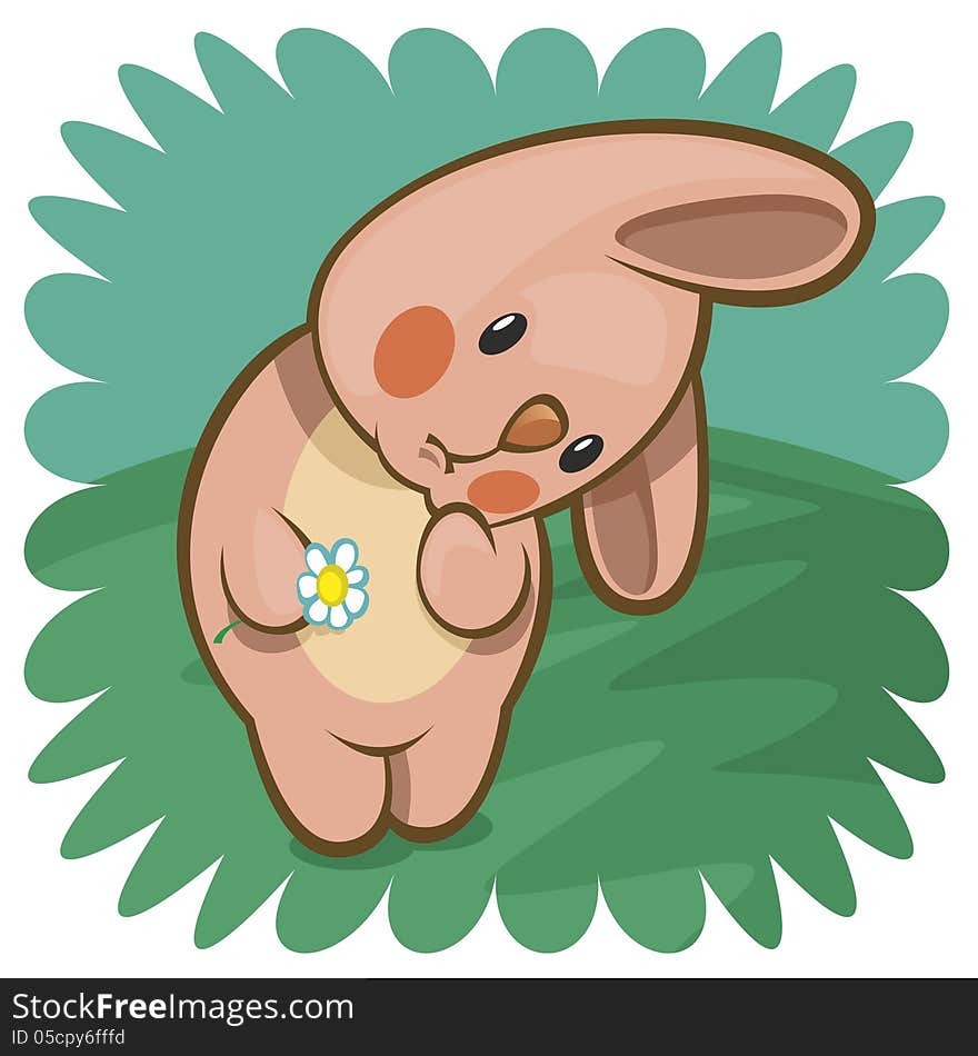 Bashful bunny with flower