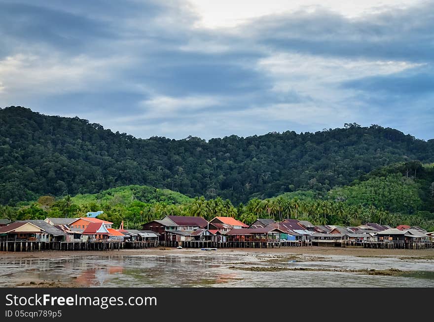 Traditional fisherman Old town village in Ko Lanta, Thailand