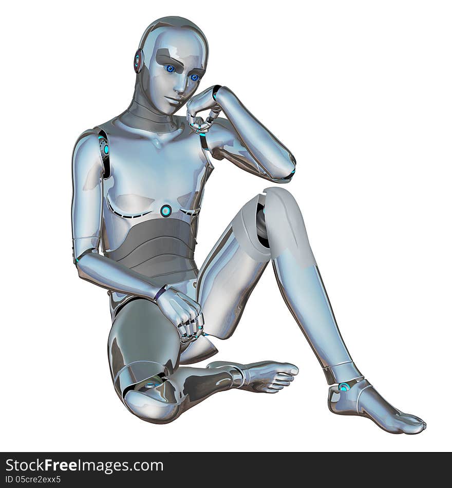 Digitally rendered image of male humanoid on white background. Digitally rendered image of male humanoid on white background.