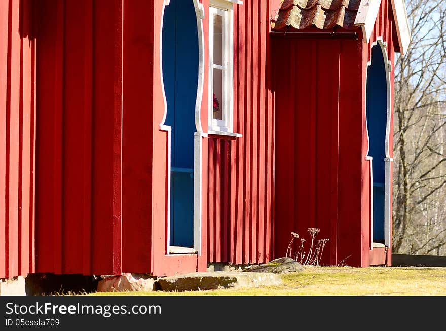 Background old house with colorful doors