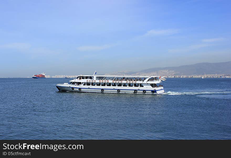 Passenger ship on Izmir bay