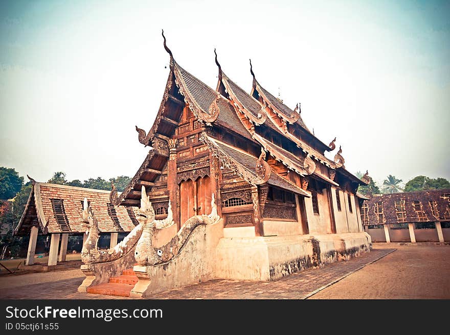 Ancient wood temple in Northern Thailand. Ancient wood temple in Northern Thailand