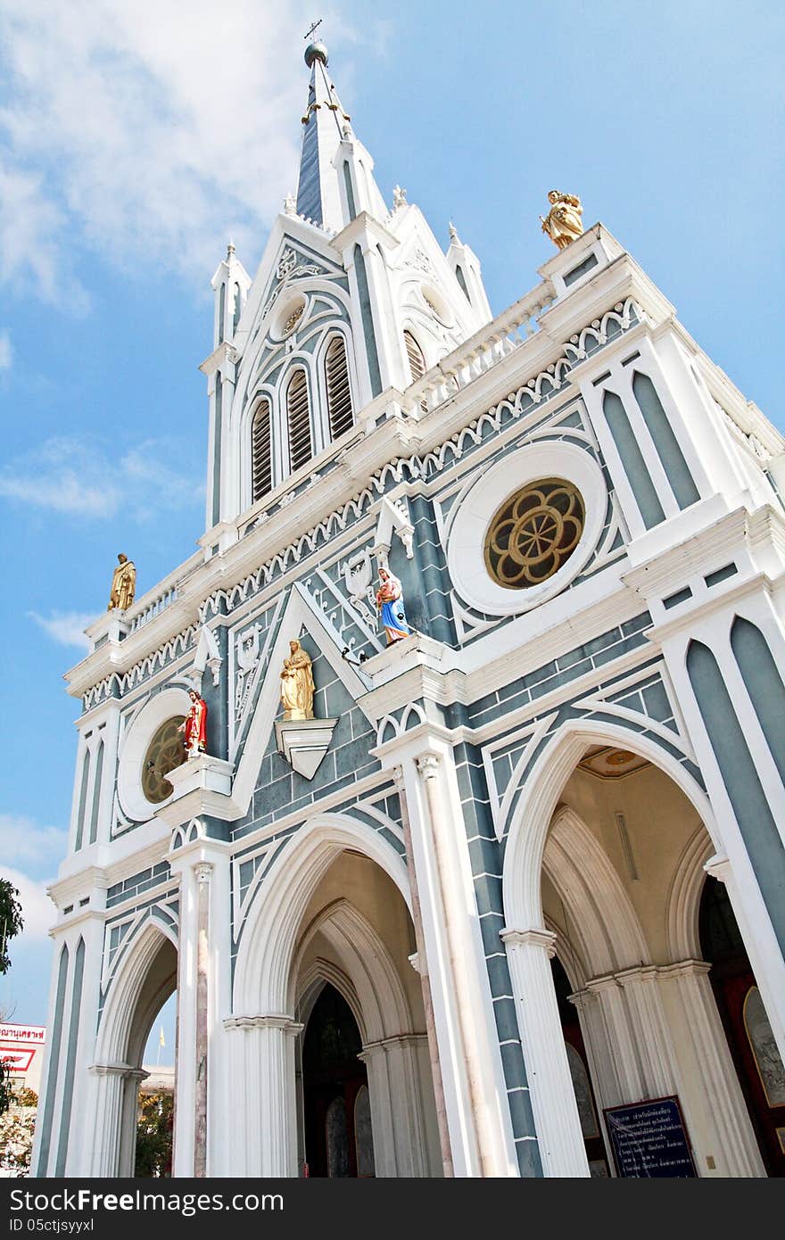 Church with blue sky in Thailand