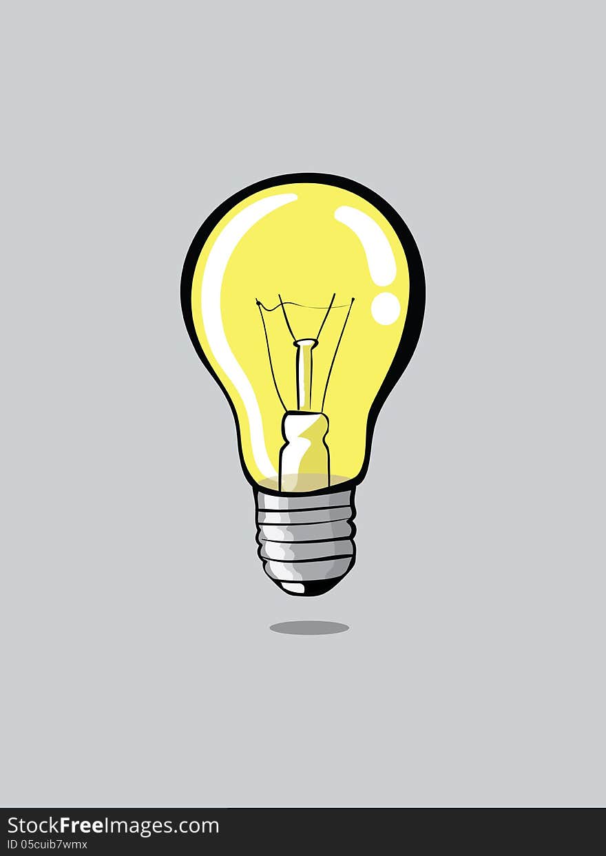 Cartoon Light bulb on grey background