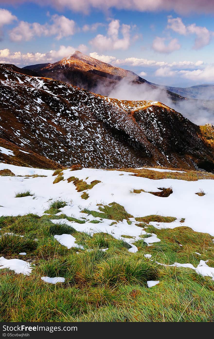 Spring landscape in the mountains