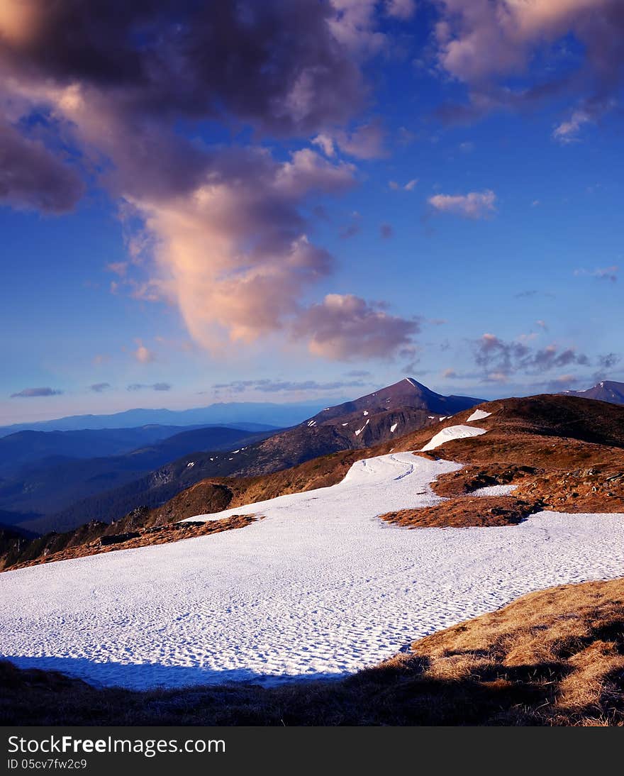 Spring snow in the mountains