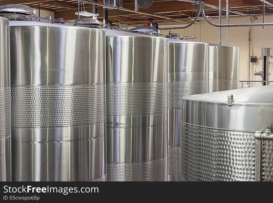 Modern Wine Barrels during Aging Process. Modern Wine Barrels during Aging Process