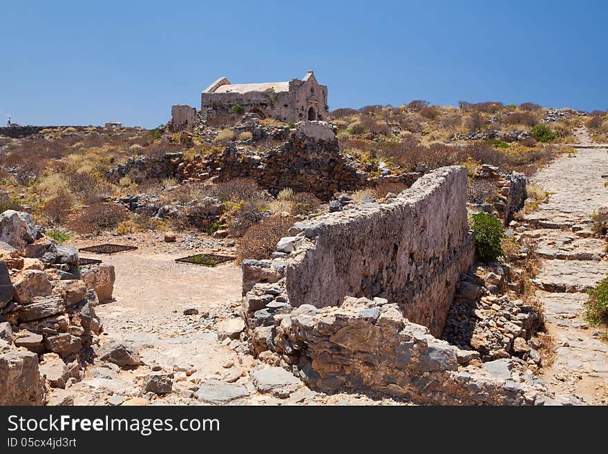 Gramvousa island fortress building ruins