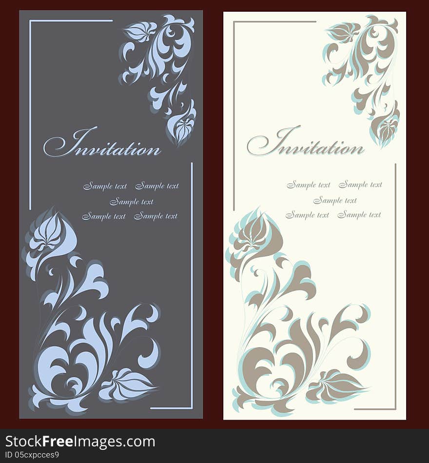 Collection of beautiful invitation vintage cards with floral elements. Collection of beautiful invitation vintage cards with floral elements