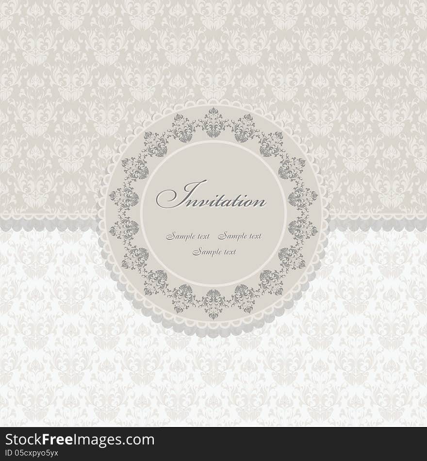 Beautiful invitation card with vintage floral elements