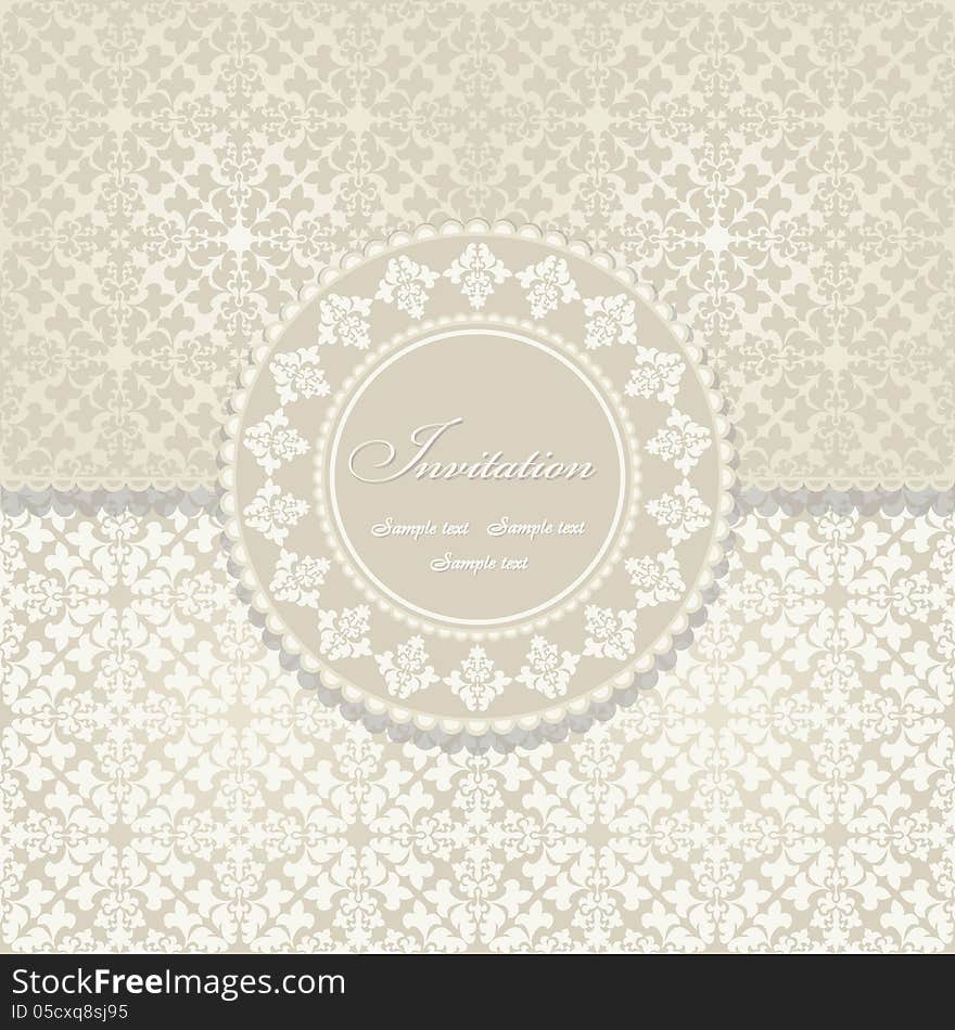 Beautiful invitation card with vintage floral elements