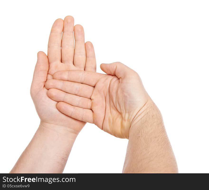 Man's hand isolated, on a white background. Man's hand isolated, on a white background