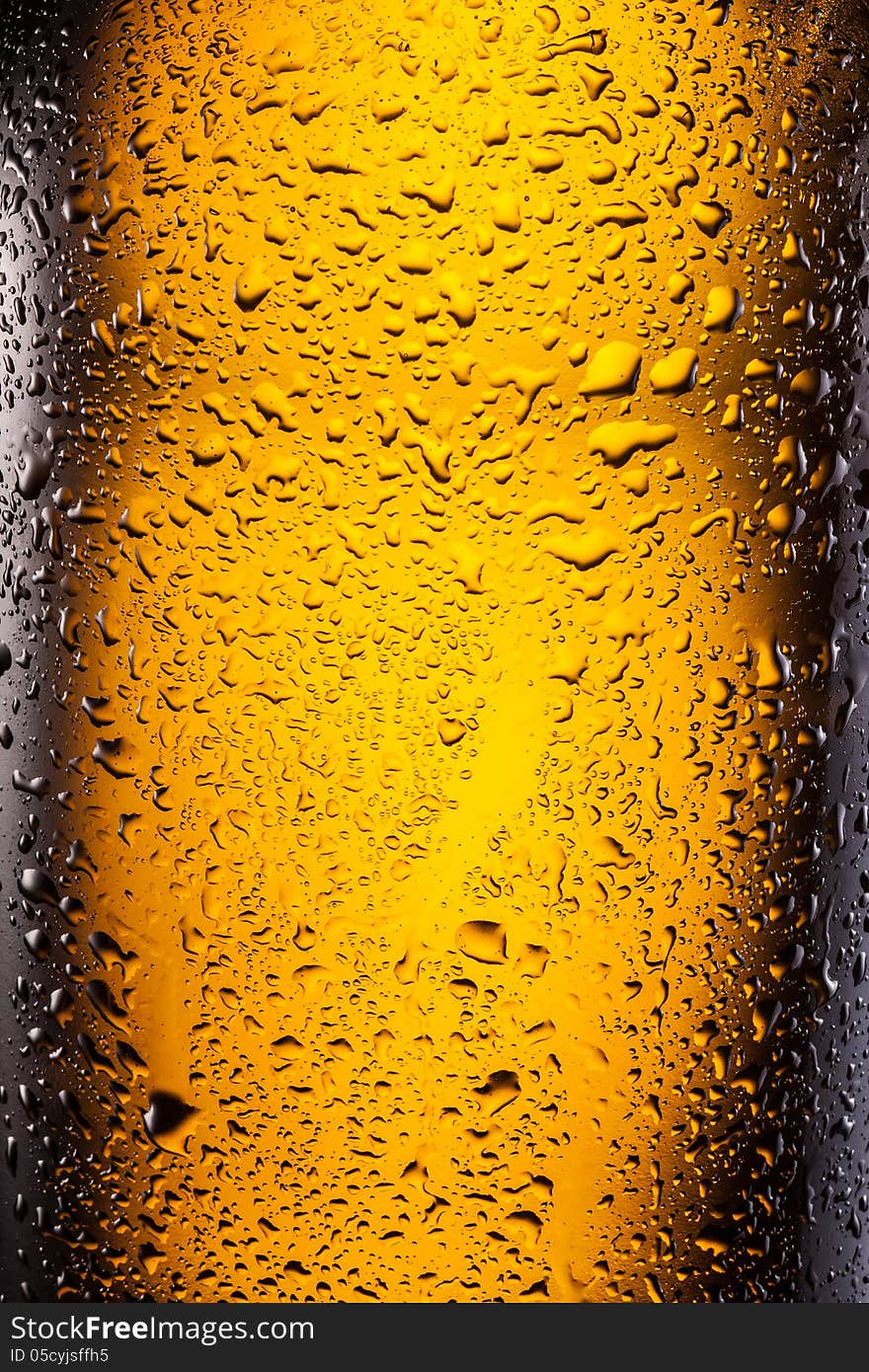 Drops on a bottle beer.