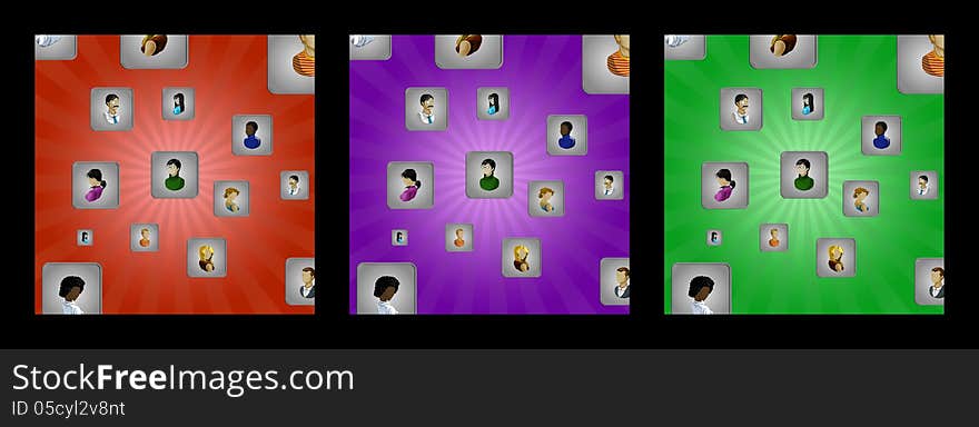 Backgrounds with cubes and user icons of men and women