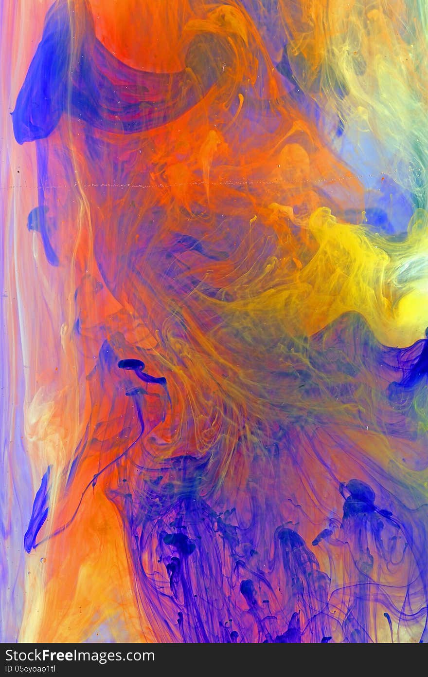 Composing of two abstract pieces of water-art, showing a swirl ove moving paints in many different colors, even generating new ones by overlapping. Composing of two abstract pieces of water-art, showing a swirl ove moving paints in many different colors, even generating new ones by overlapping