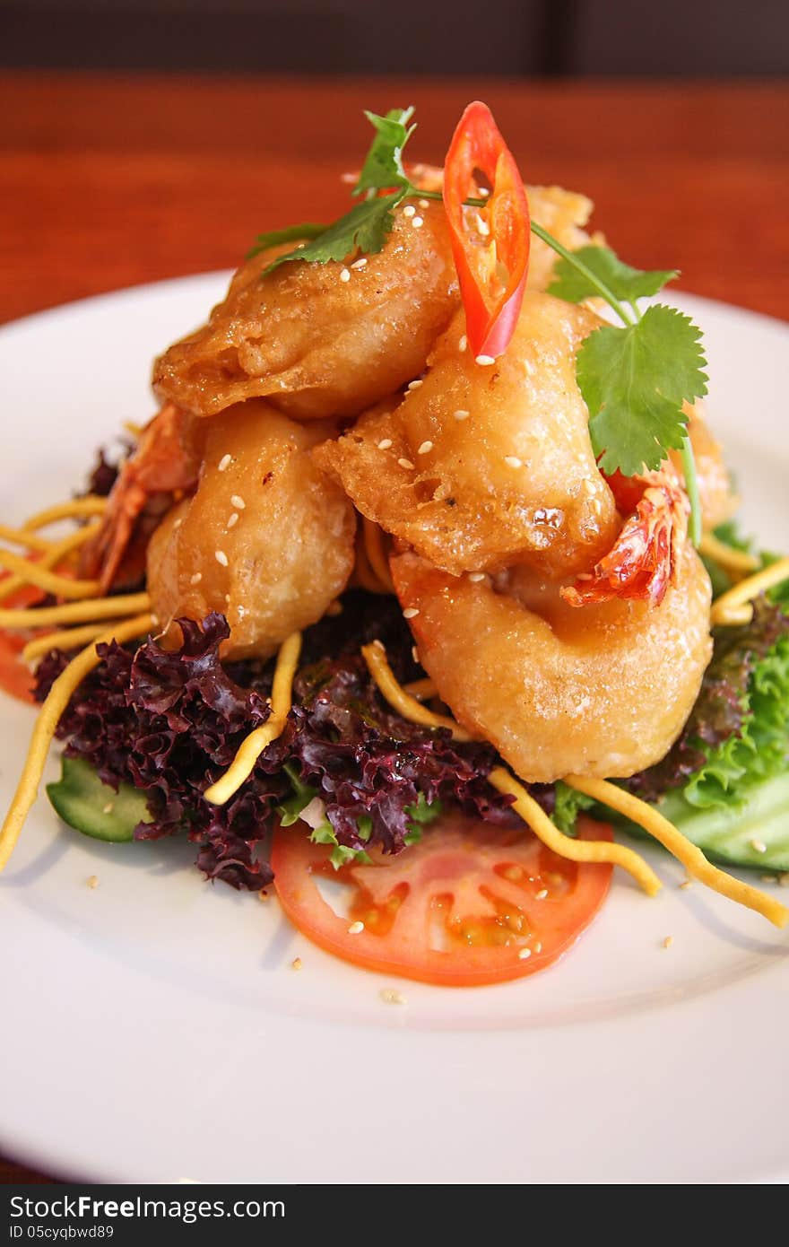 Deep fried prawn with flour