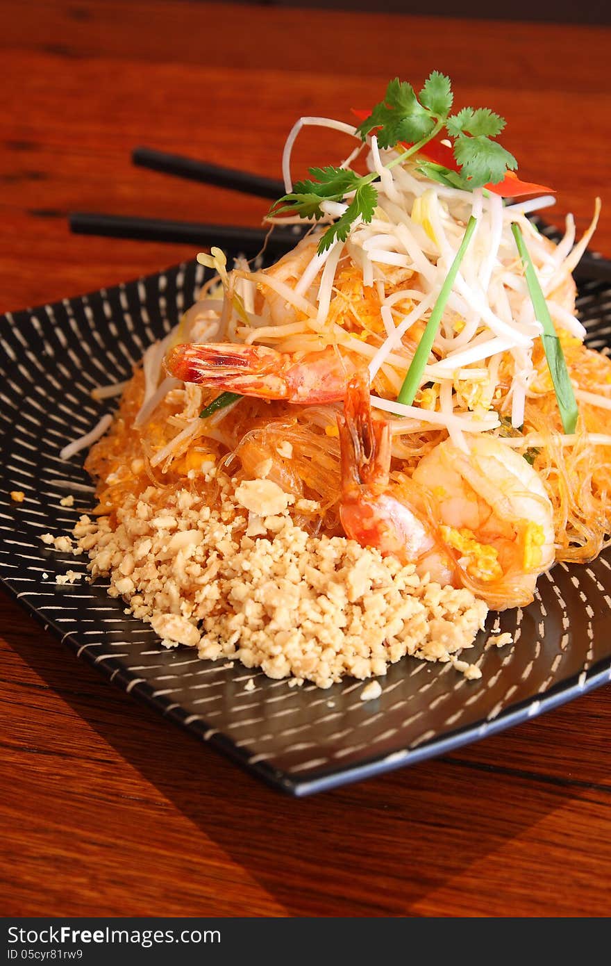 Thai popular menu. Pad Thai noodle with prawn. Thai popular menu. Pad Thai noodle with prawn