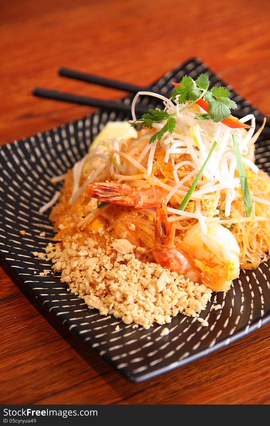 Thai popular menu. Pad Thai noodle with prawn. Thai popular menu. Pad Thai noodle with prawn